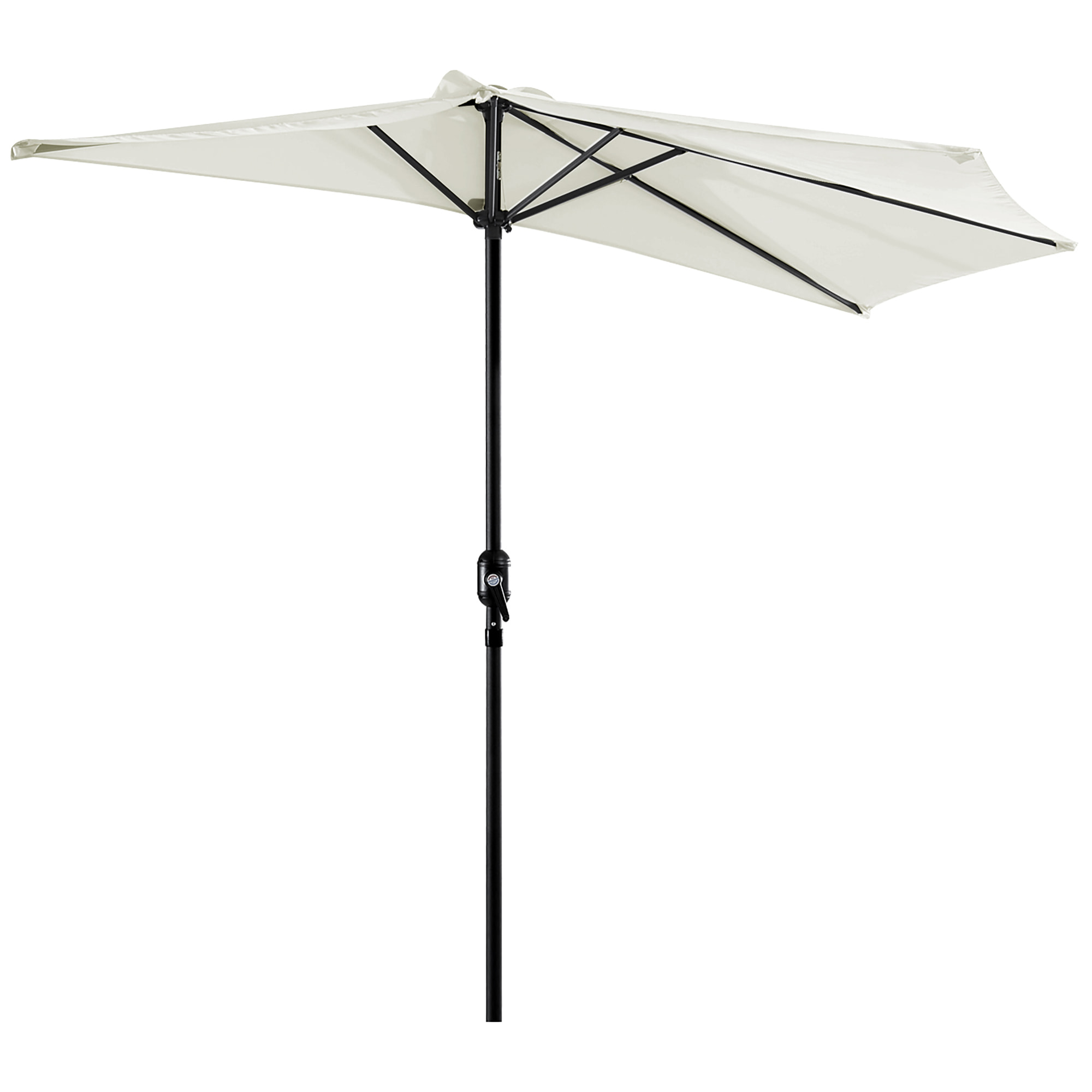 Sombrilla 269x138x236 cm Parasol de Jardín con Manivela y Forma Semicircular para Exterior Terraza Patio Piscina Crema