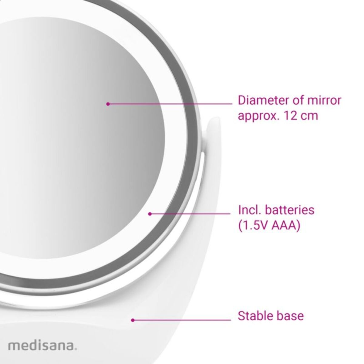 Miroir MEDISANA lumineux grossissant à piles