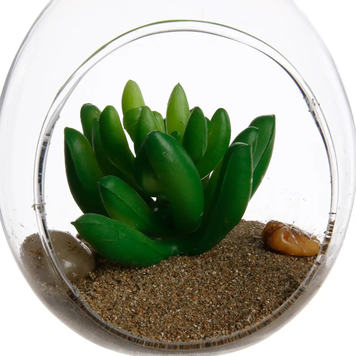 Plante artificielle en boule - pot en verre - H9 - 5cm