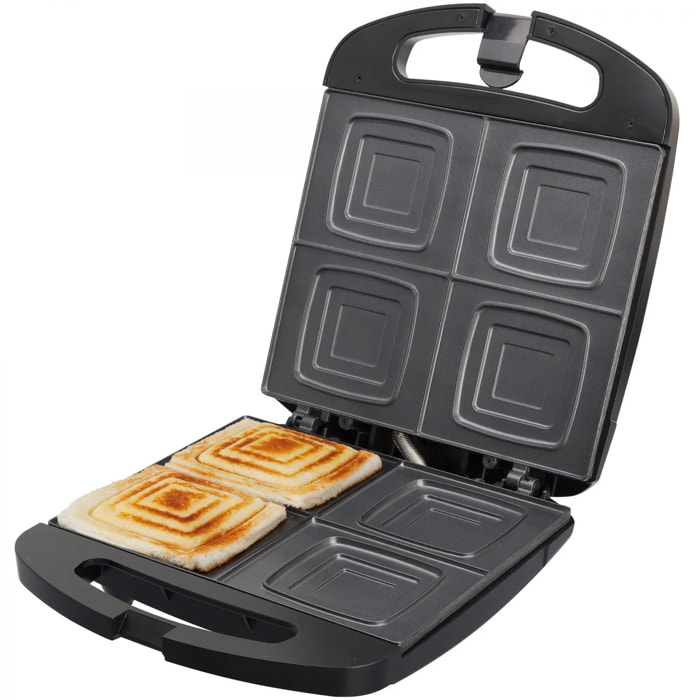 Sandwichera JATA SW546 para 4 sándiwches. Placas antiadherentes. Fácil limpieza