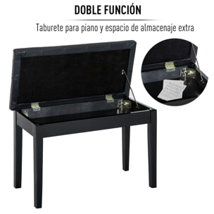 Banco de Piano 76x36x50cm Taburete con Espacio Almacenamiento Cuero Sintetico