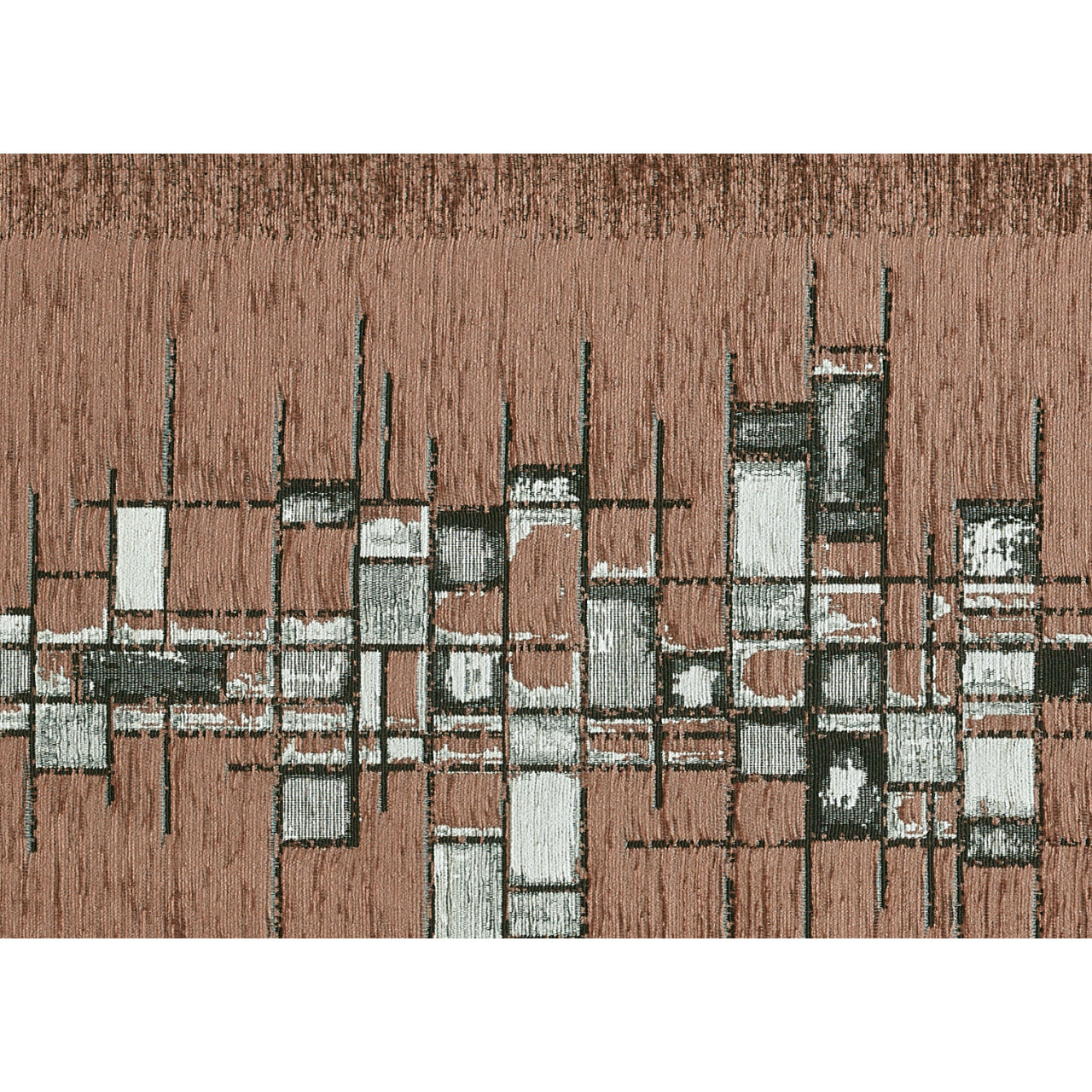 Tappeto Jacquard Ideale Cucina Ingresso Made In Italy Antiscivolo, Lavabile, Morbido Disegno Pixel Marrone By Suardi