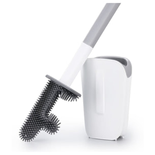 Brosse WC légère adhésive, murale ou à poser, sans perçage, plastique, blanc mat (SATDSTETKA3M)