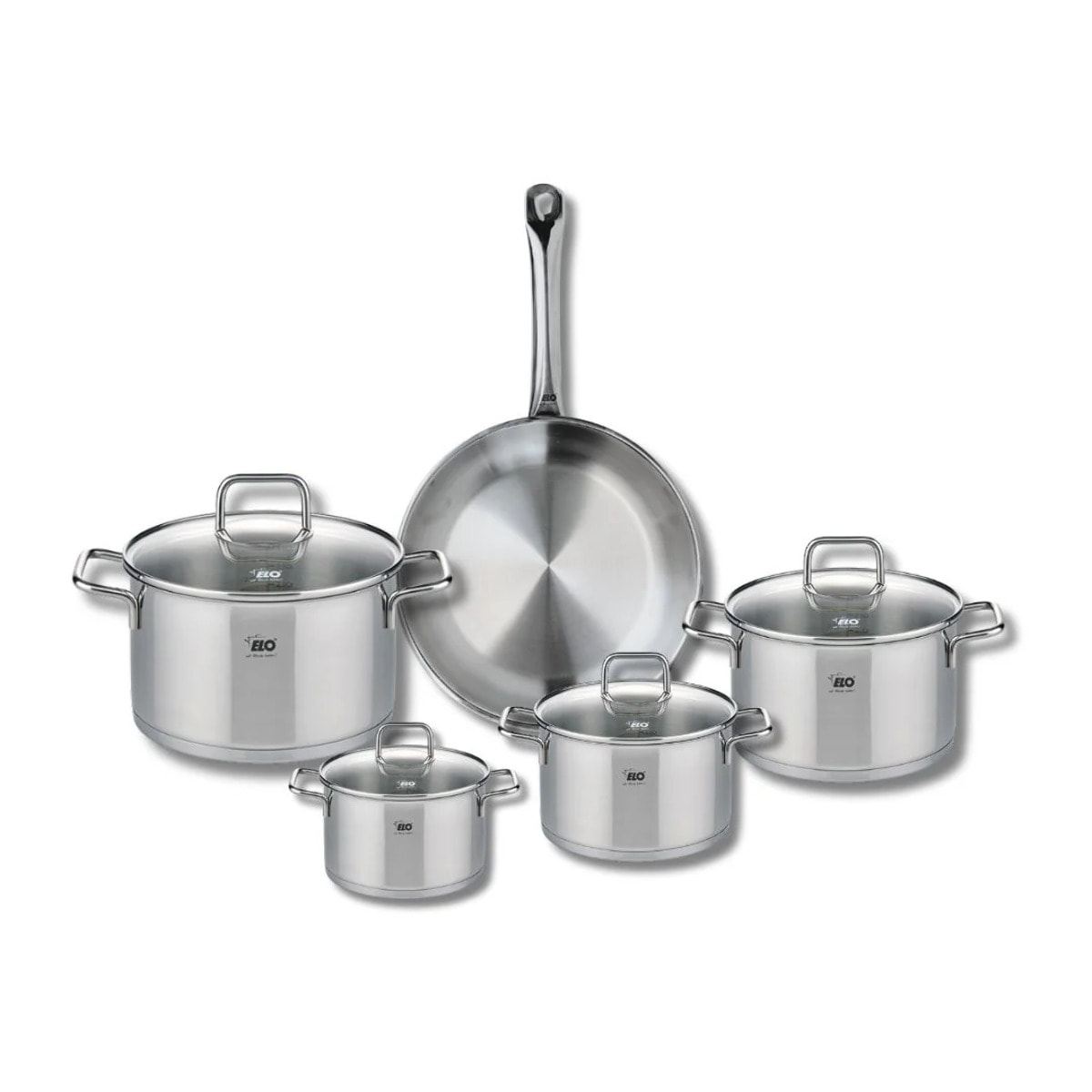 Ensemble de 1 Poêle de cuisson 24 cm et 4 faitouts 12, 14, 16 et 20 cm Elo Profi Citrin