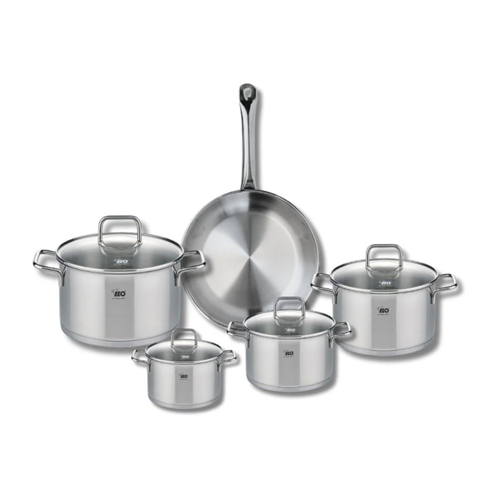 Ensemble de 1 Poêle de cuisson 24 cm et 4 faitouts 12, 14, 16 et 20 cm Elo Profi Citrin