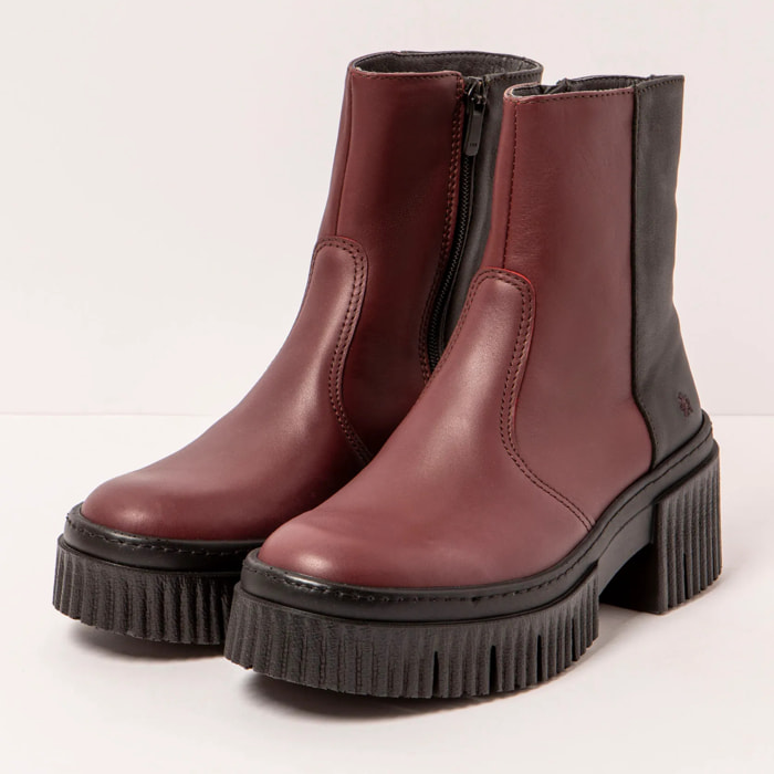 Botines con tacón 1374 NAPPA BURDEOS-BLACK/YORK color Burdeos-black