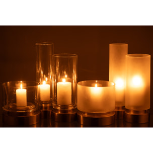 J-Line photophore/vase Pia - verre/cuivre - transparent/or - large - 2 pièces