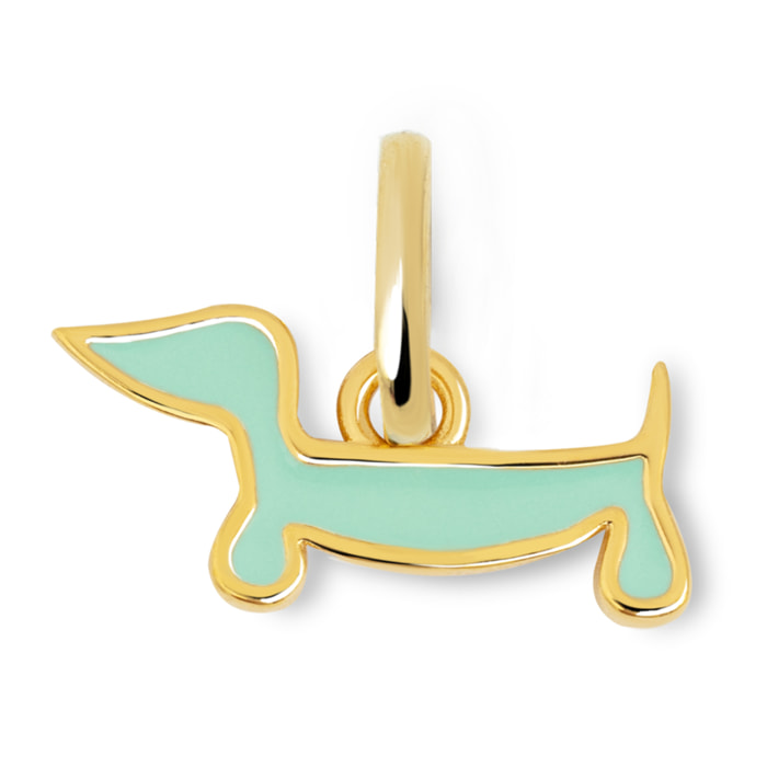 Charm Mini Perro Teckel Enamel Sky Baño Oro