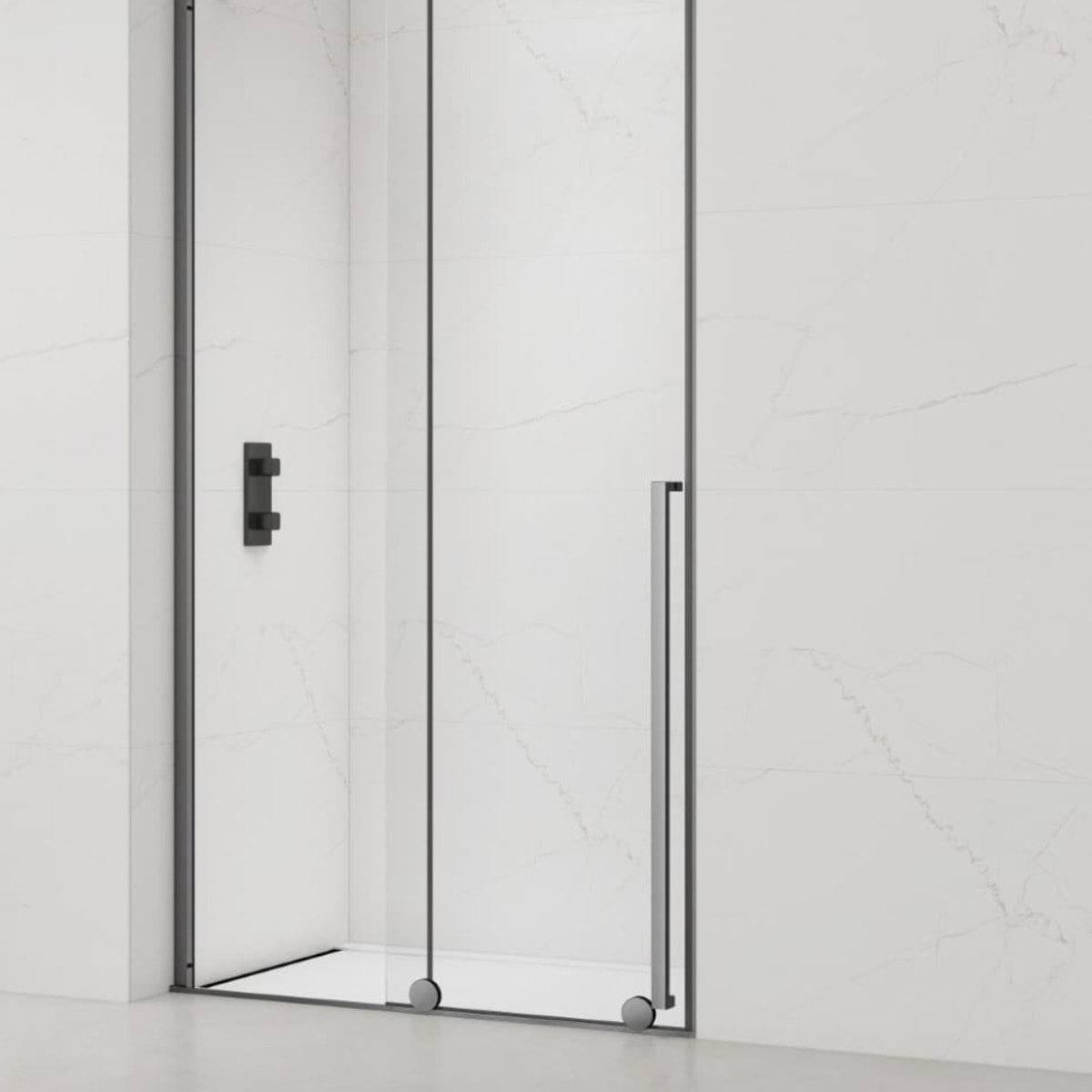 X-MOTION Porte de douche 120x200cm Coulissante, anticalcaire avec profilé Gun métal (SATBWIXM120NIKAGM)