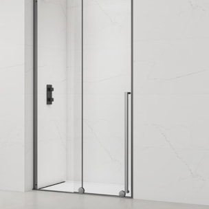 X-MOTION Porte de douche 120x200cm Coulissante, anticalcaire avec profilé Gun métal (SATBWIXM120NIKAGM)
