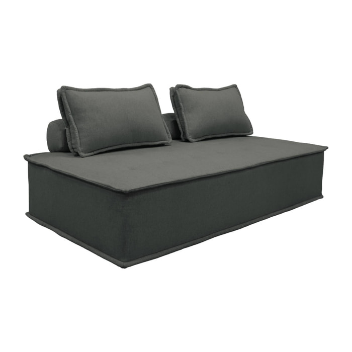 Chauffeuse 2 places pour canapé modulable tissu capitonné gris