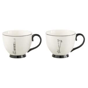 J-Line tasse Boite Cadeau - céramique - noir/blanc - 2 pcs