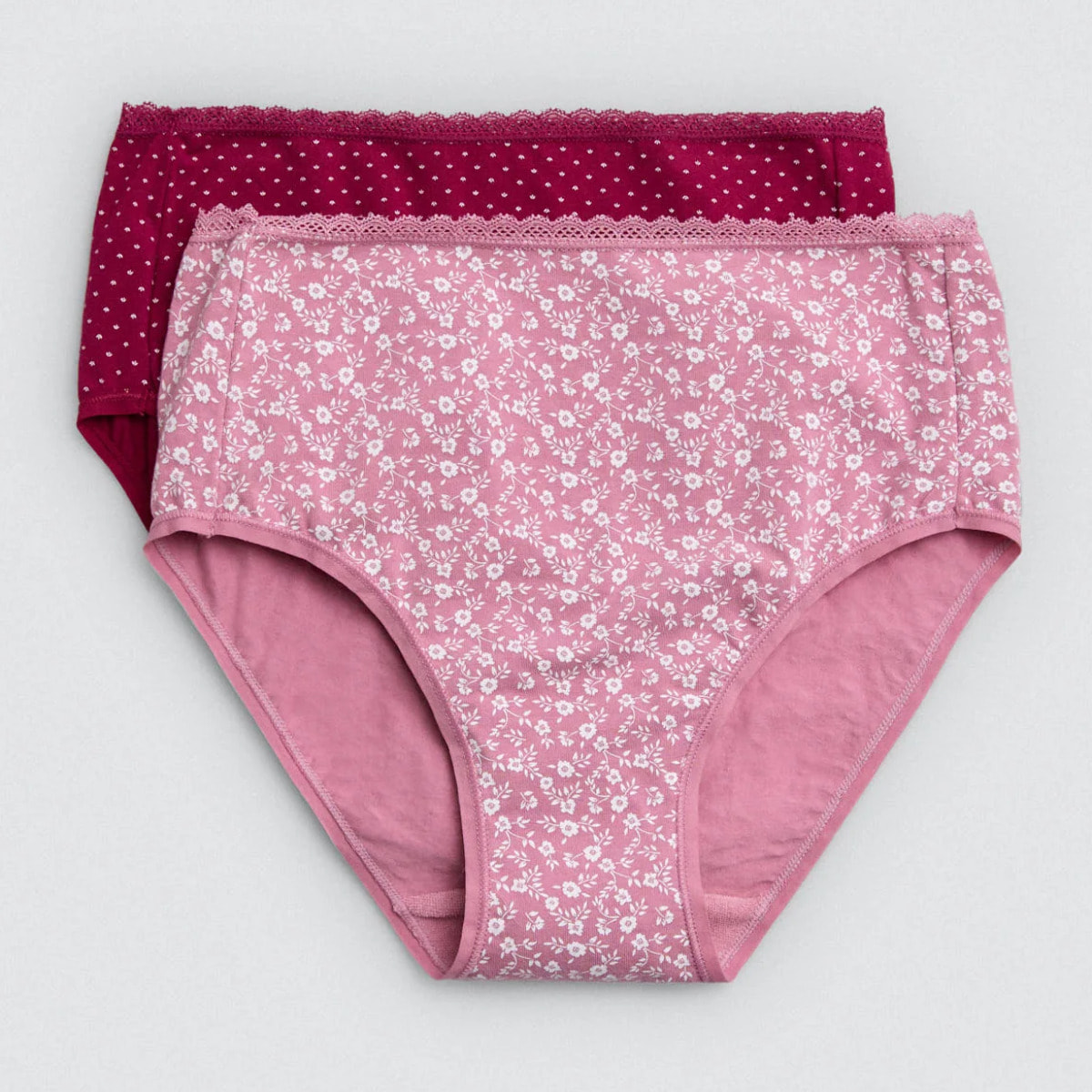 Confezione da 2 slip a vita alta con stampe rosa