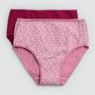 Confezione da 2 slip a vita alta con stampe rosa