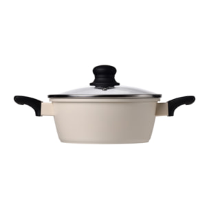 Cacerola con tapa en aluminio forjado de color blanco, apta para inducción y expert nerja san ignacio