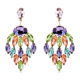 Pendientes con Cristal Multicolor acabado oro 18k