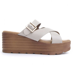 Sandalias de Cuña - Beige - Altura: 8 cm