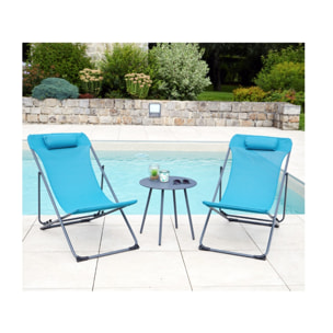 Lot de 6 Chiliennes en acier - bleu canard - SUNNY
