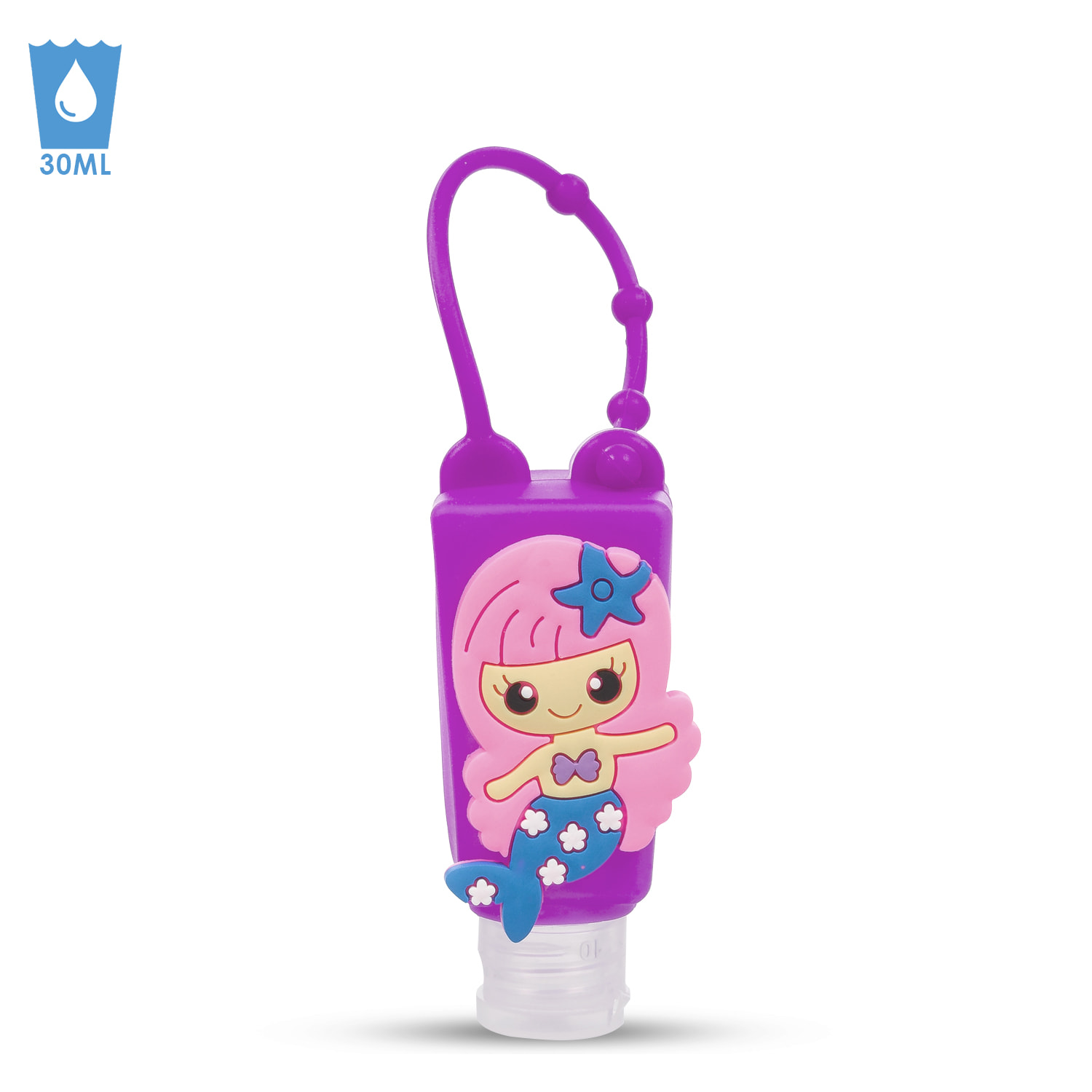 Portachiavi Bottiglia disinfettante per le mani alcool ricaricabile 30ml. Design sirena.