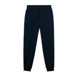 Pantaloni slim in interlock con maxi logo in rilievo