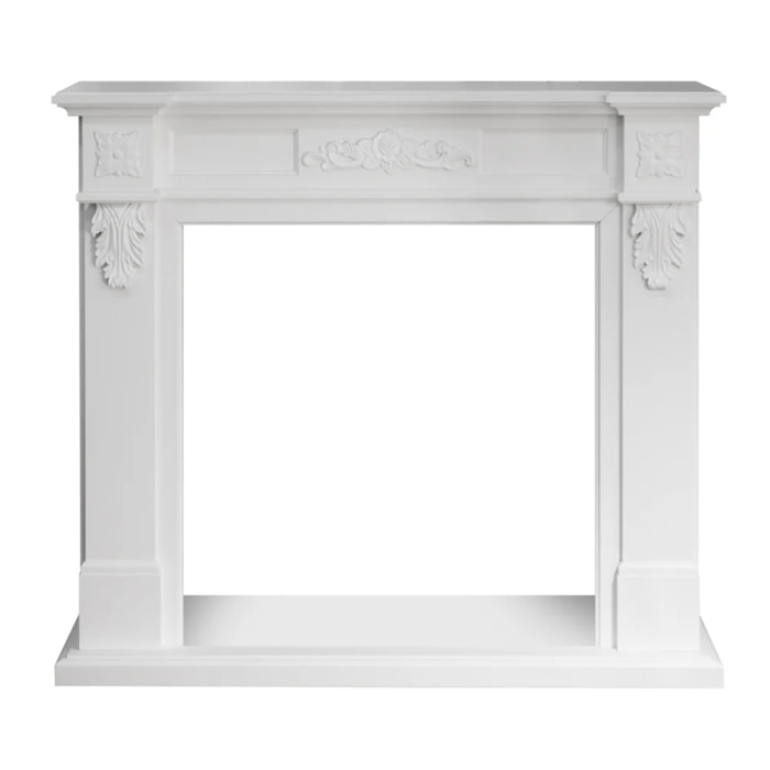 Truman - Cornice per Camino 121x108x38 cm Rivestimento Decorativo in Legno MDF Bianco