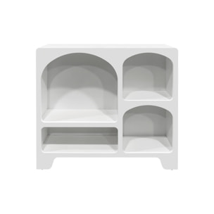 Buffet organique plusieurs niches 4 compartiments. buffet bas. effet bois blanc 90cm