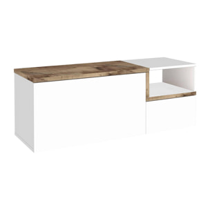 Mobile da ingresso Aska, Entratina moderna multifunzione, Armadietto multiuso per atrio, 100% Made in Italy, cm 120x40h54, Bianco lucido e Acero