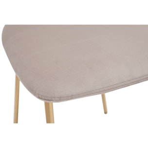 Chaises design en tissu velours gaufré taupe et métal doré (lot de 2) LEPIDUS