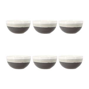 Lot de 6 bols marron en grès 57cl RIGA