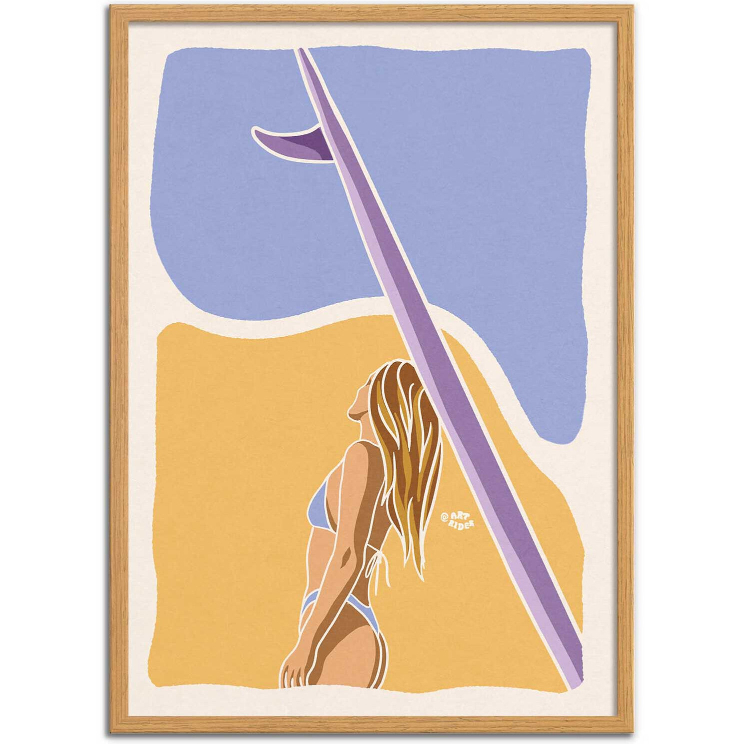 Affiche - Surfeuse Longboard - Art Rider
