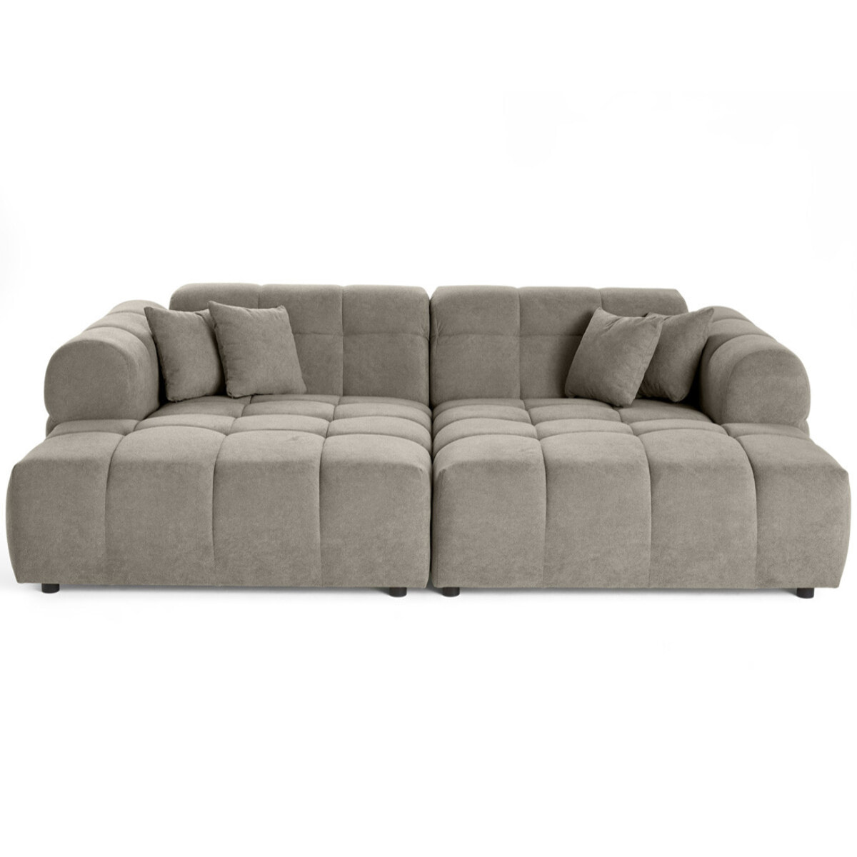Ray - canapé droit 4 places avec double méridienne - assise profonde - en tissu texturé - Gris