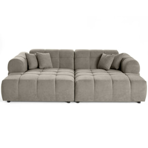 Ray - canapé droit 4 places avec double méridienne - assise profonde - en tissu texturé - Gris