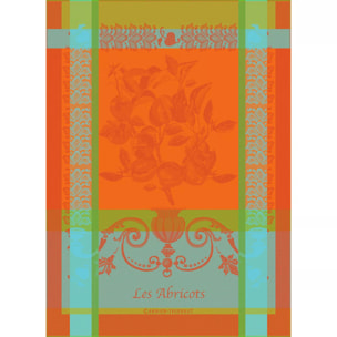 Torchon pur coton motif jacquard orange Les abricots orange
