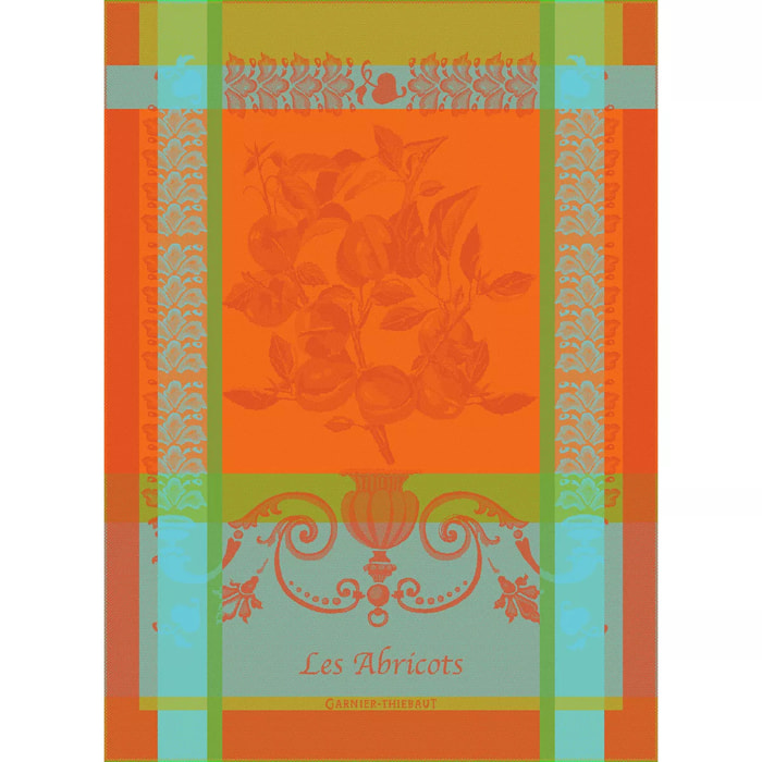 Torchon pur coton motif jacquard orange Les abricots orange