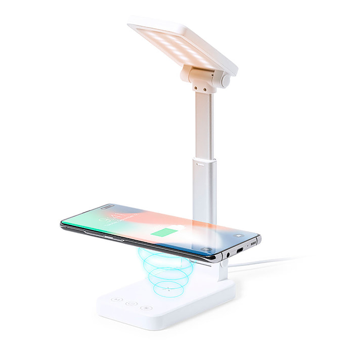 Lampada caricabatterie multifunzione wireless da 10 W. Batteria portatile da 3000 mAh.