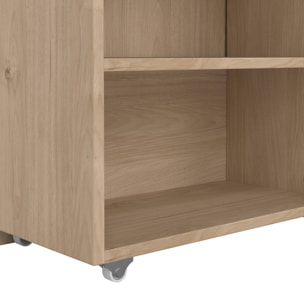 Comodino Shary, Comò basso, Tavolino da notte, Mensola da letto, 165x26 h80 cm, Rovere