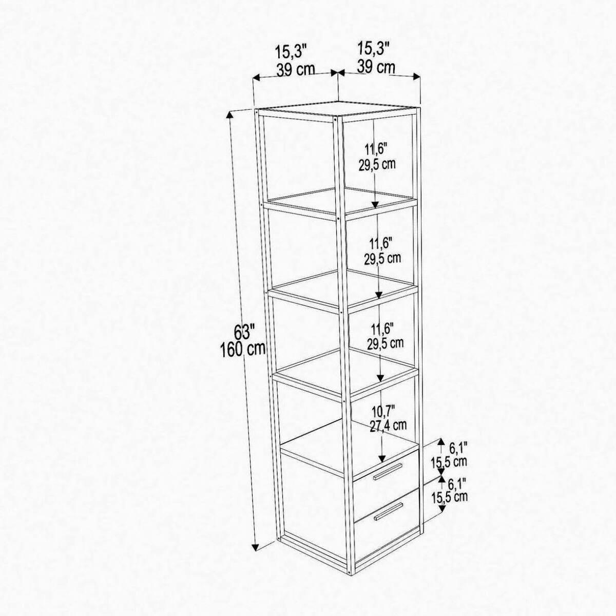 Libreria Dfogliat, Scaffale da ufficio, Mobile portalibri, Biblioteca, 39x39h169 cm, Bianco e Antracite