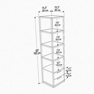 Libreria Dfogliat, Scaffale da ufficio, Mobile portalibri, Biblioteca, 39x39h169 cm, Bianco e Antracite