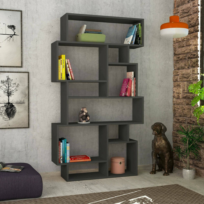 Libreria Casimira, Scaffale da ufficio, Mobile portalibri, Biblioteca, 96x26h169 cm, Antracite