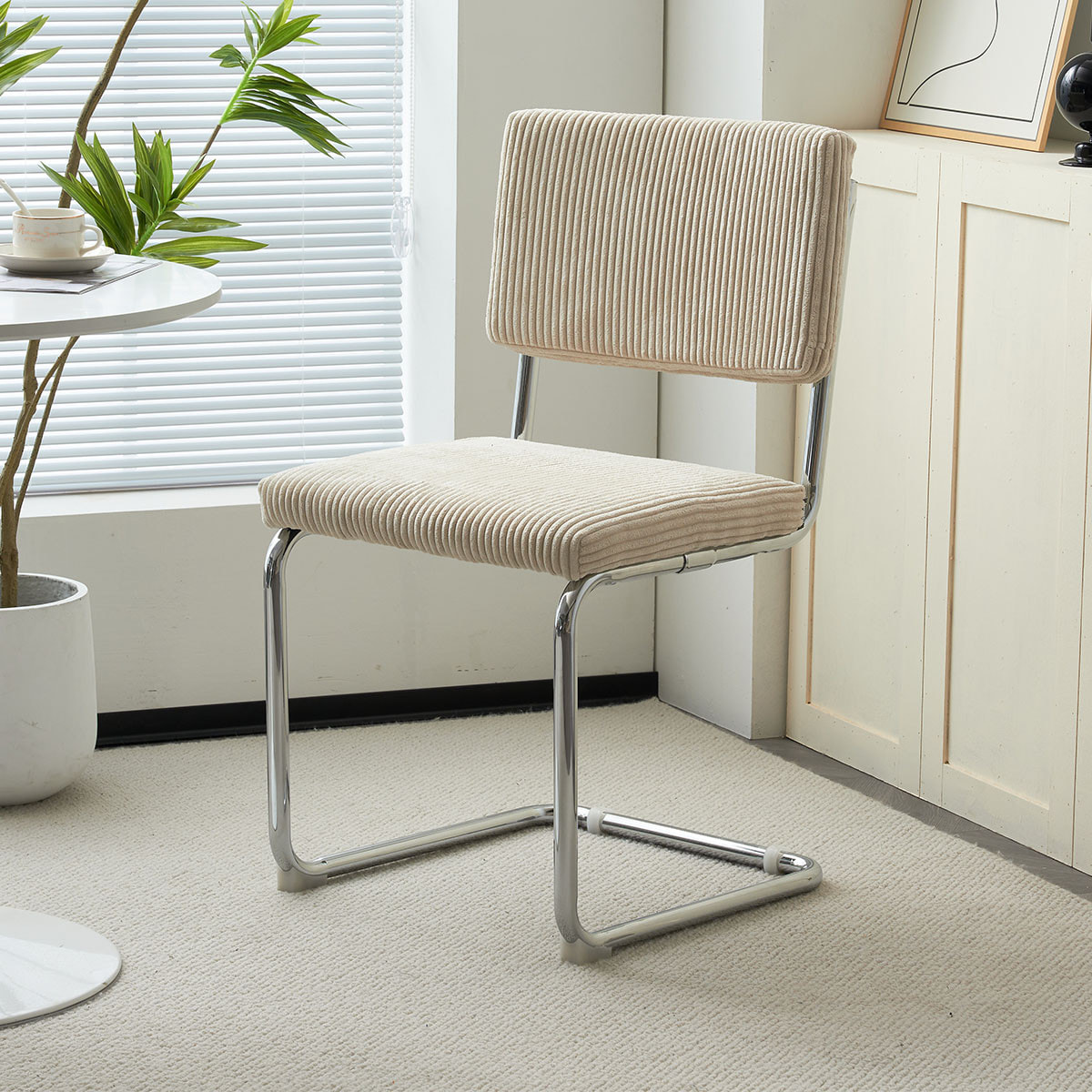 Lot de 2 chaises en velours côtelé et métal chromé - DULCE