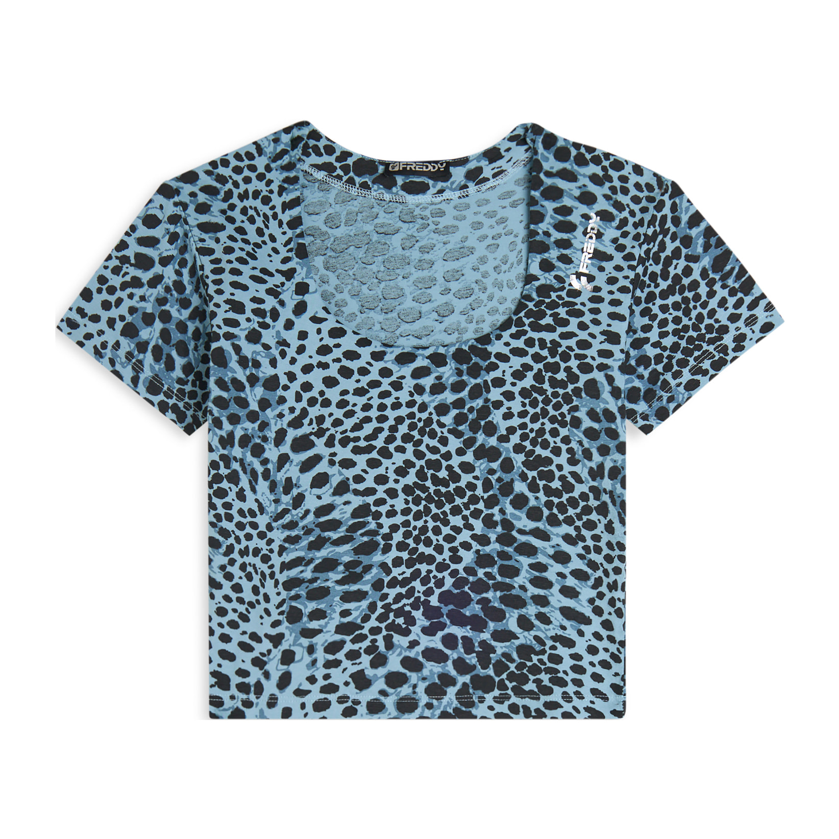 T-shirt slim fit cropped con stampa animalier