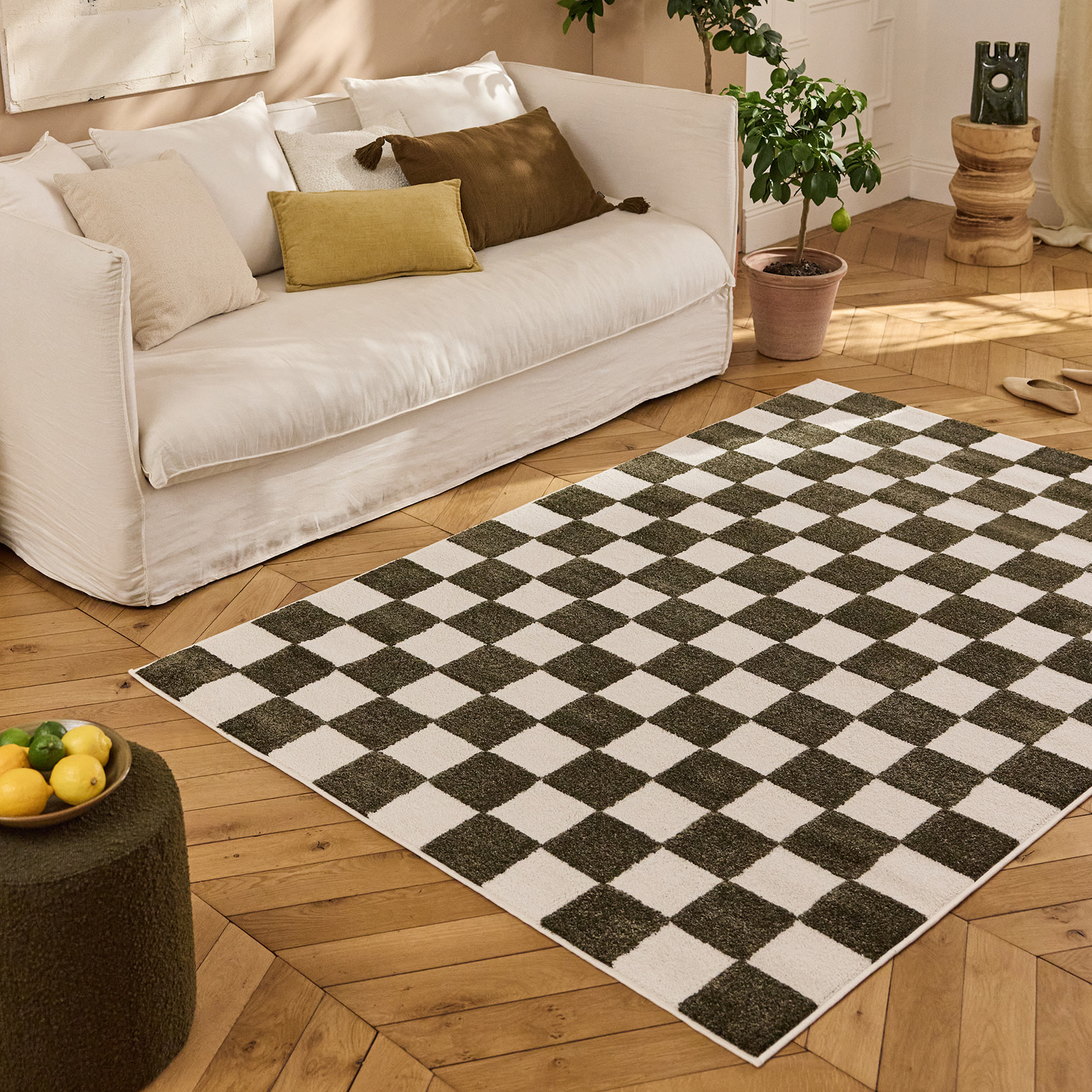 PANTONE - Tapis vert à motif damier TERRA DEL SOL