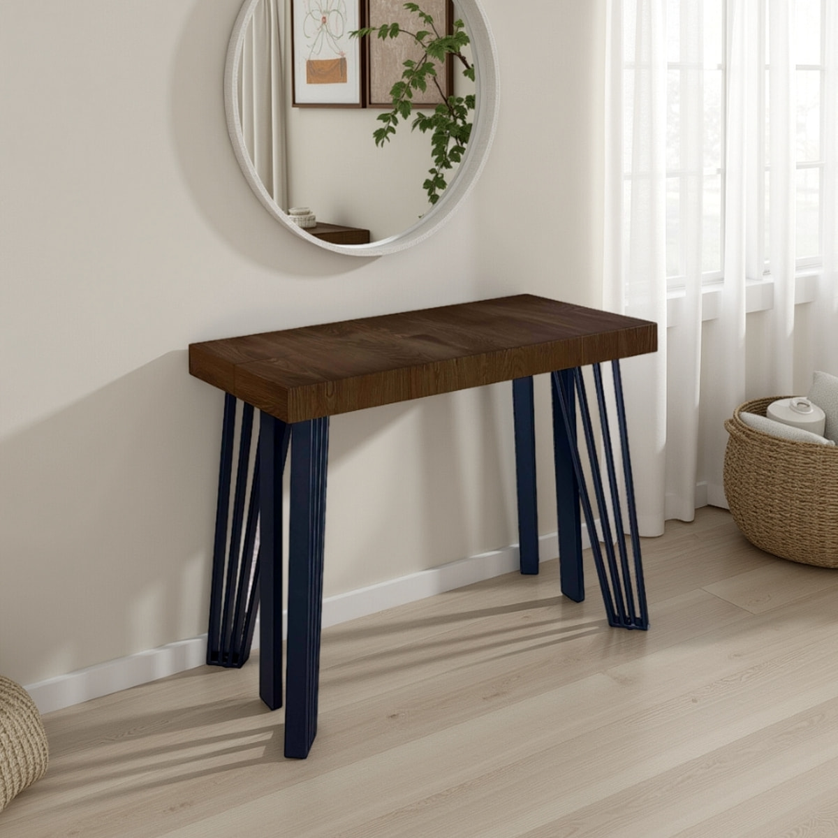 Console extensible Tomasucci EDNA, en MDF finition noyer, 45 × 90 × 76 cm