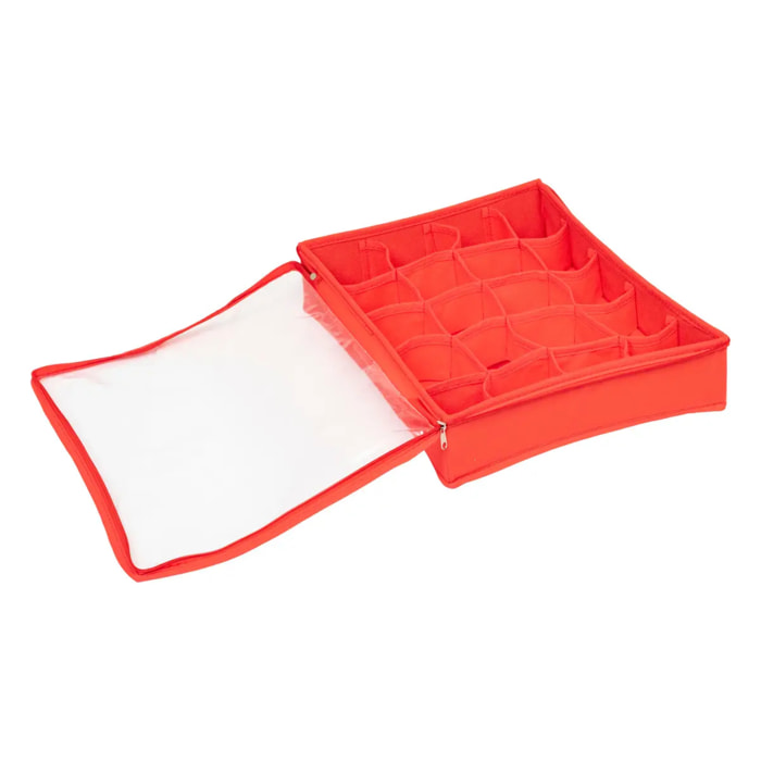 Boîte de rangement pour 20 boules D.7,5cm polyester rouge
