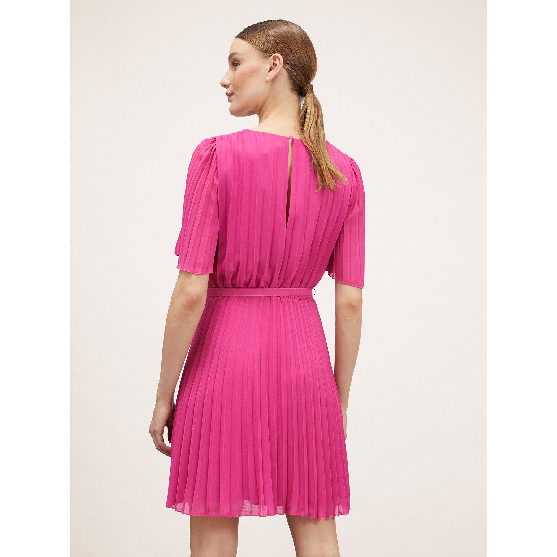 Motivi - Mini dress plissé con cintura - Fucsia