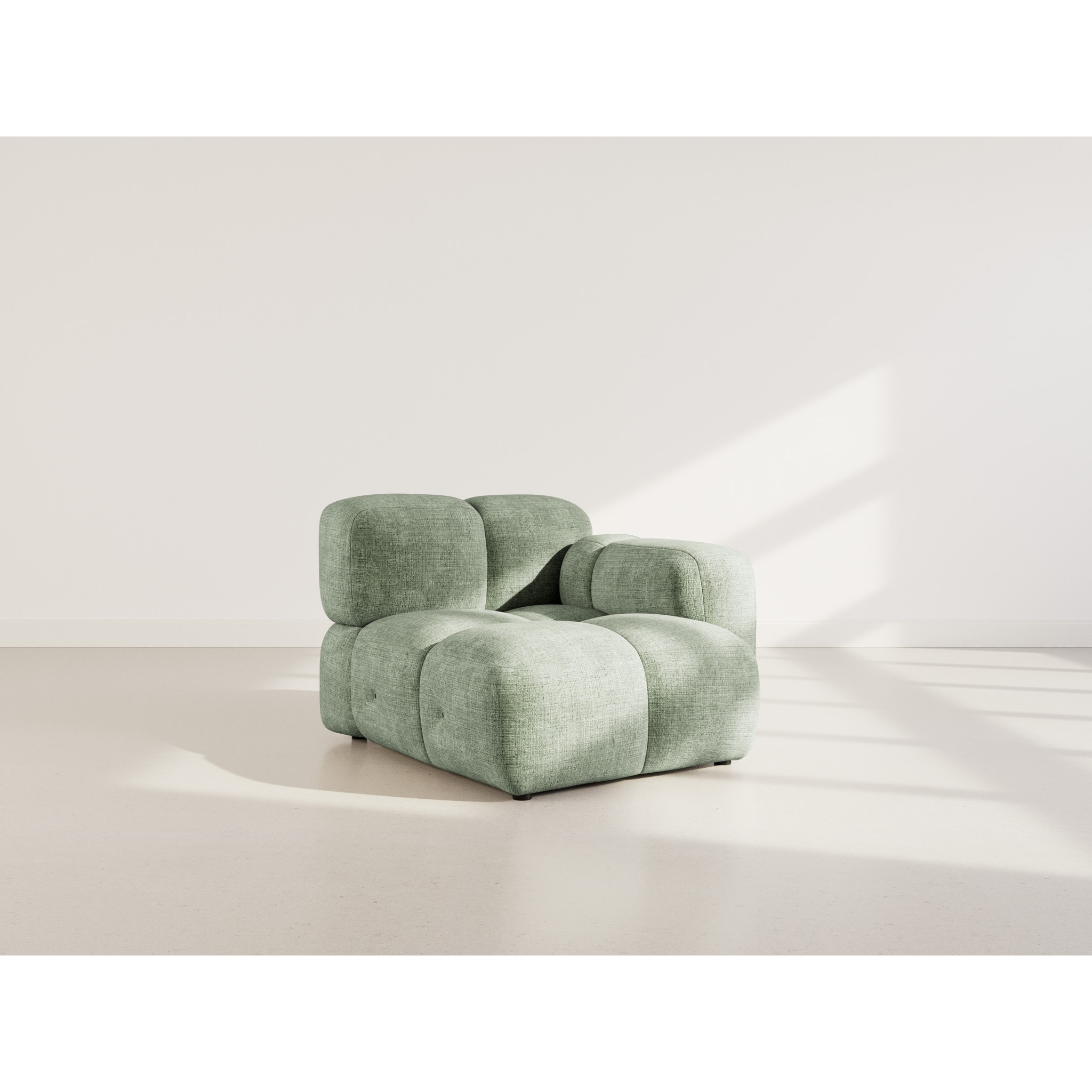 Grace - module d'assise droit en velours texturé - Vert sauge