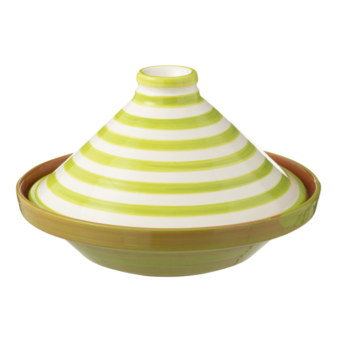 J-Line tajine Granada Stripes - céramique - blanc/orange