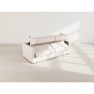 Julia - canapé 3 places convertible express couchage quotidien 140 cm matelas 18 cm en tissu - Beige