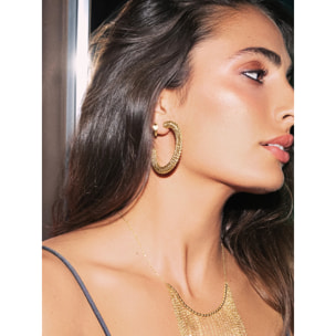 Pendientes Aro Disco Acero Baño Oro