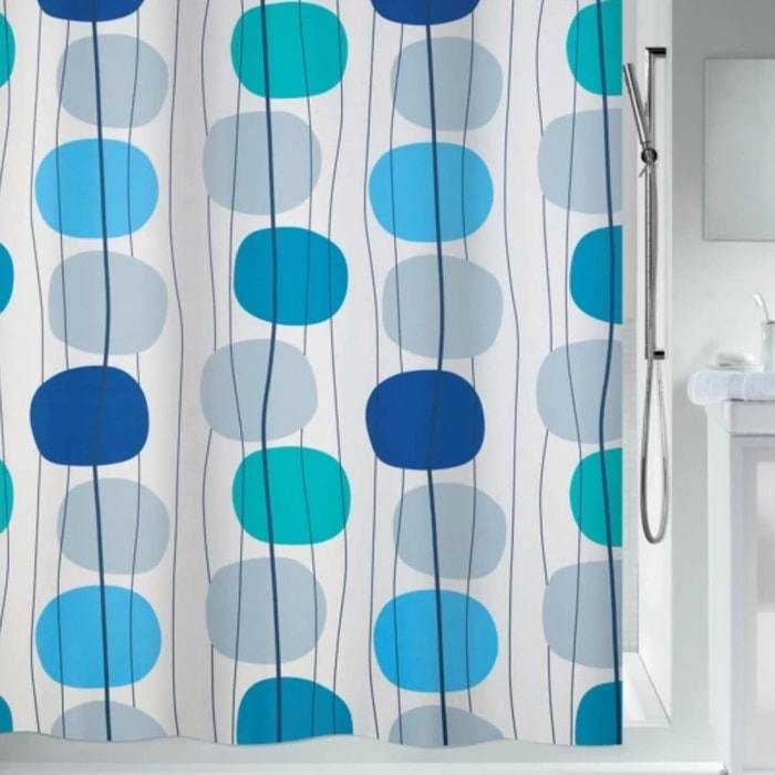 Rideau de douche Polyester MOBILE 180x200cm Bleu Spirella